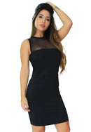 Vestido Feminino Curto Tubinho Social com Tulê no Busto