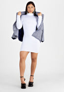 Vestido Feminino Manga Longa e Gola Alta Tubinho Branco