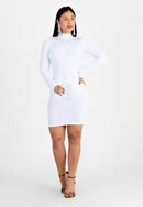 Vestido Feminino Manga Longa e Gola Alta Tubinho Branco