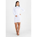 Vestido Feminino Manga Longa e Gola Alta Tubinho Branco