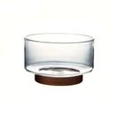 Tigela de Frutas de Vidro com Base de Madeira