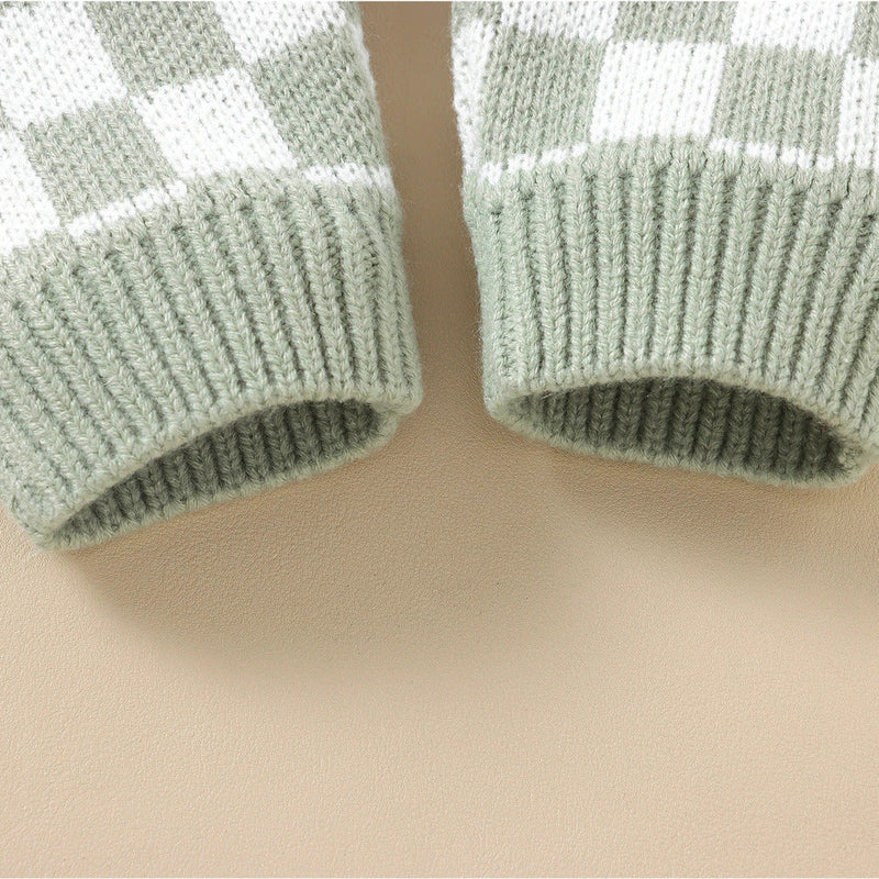 Macacão Bebê Xadrez com Botões de Madeira