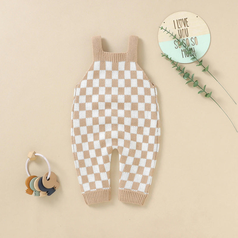 Macacão Bebê Colmeia Xadrez com Botões de Madeira